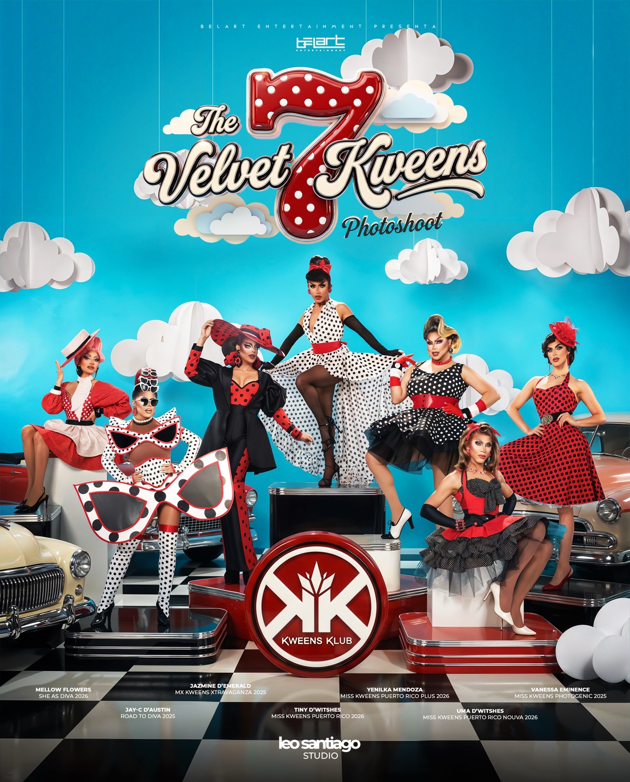 Las siete reinas en el photoshoot The Velvet Kweens
